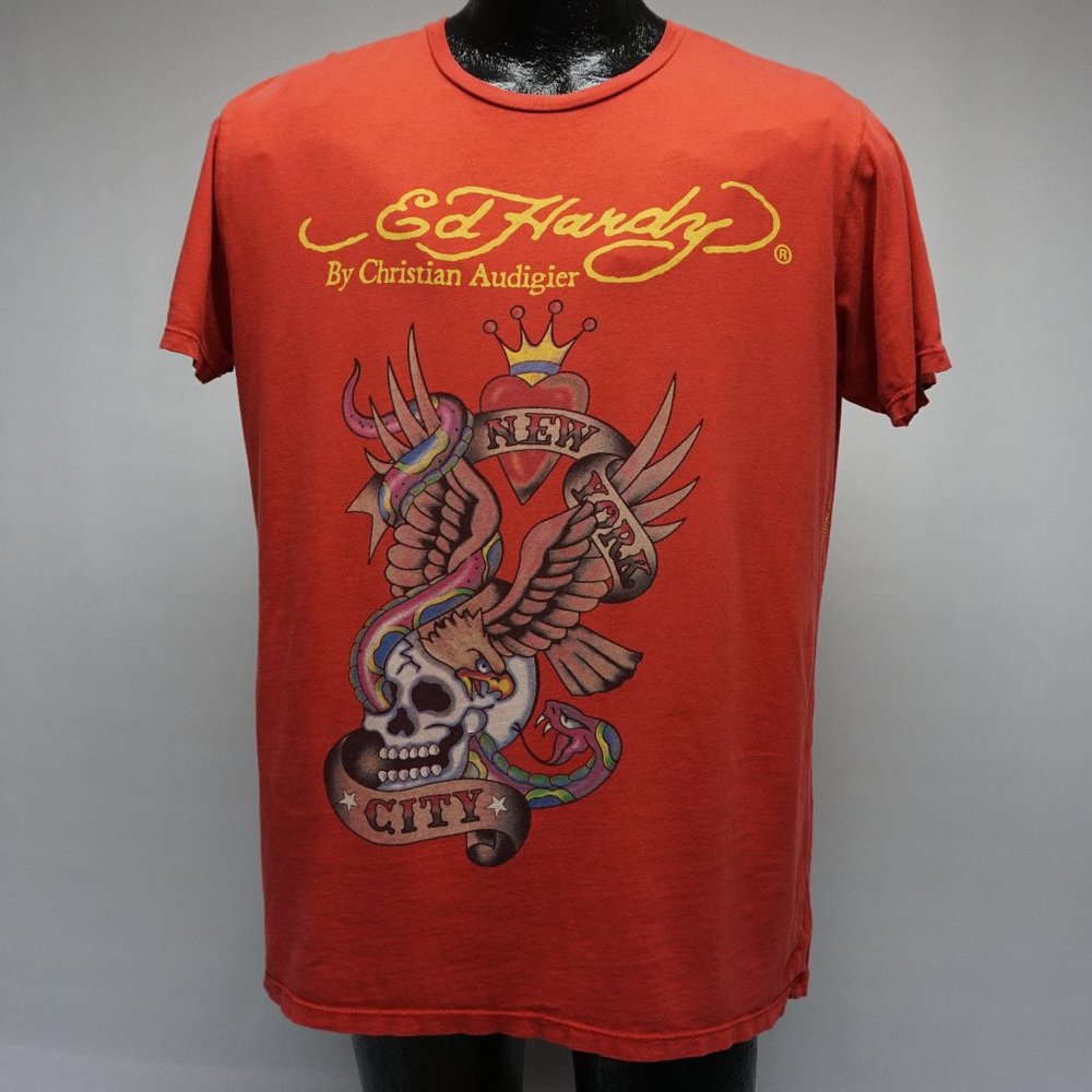 Vintage Original Ed Hardy Christian Audigier New York  MensTee Size XL